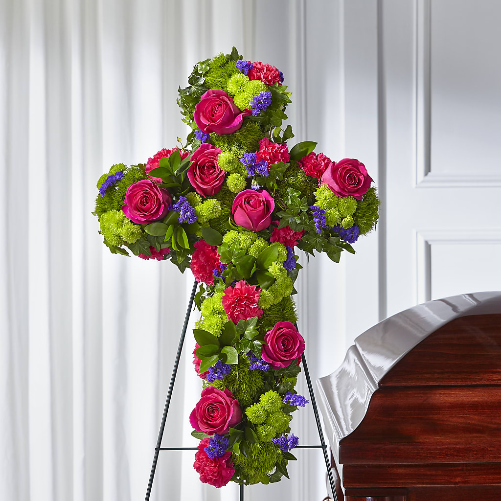 Tribute Rose Floral Cross – Stardust Flowers, Surrey BC