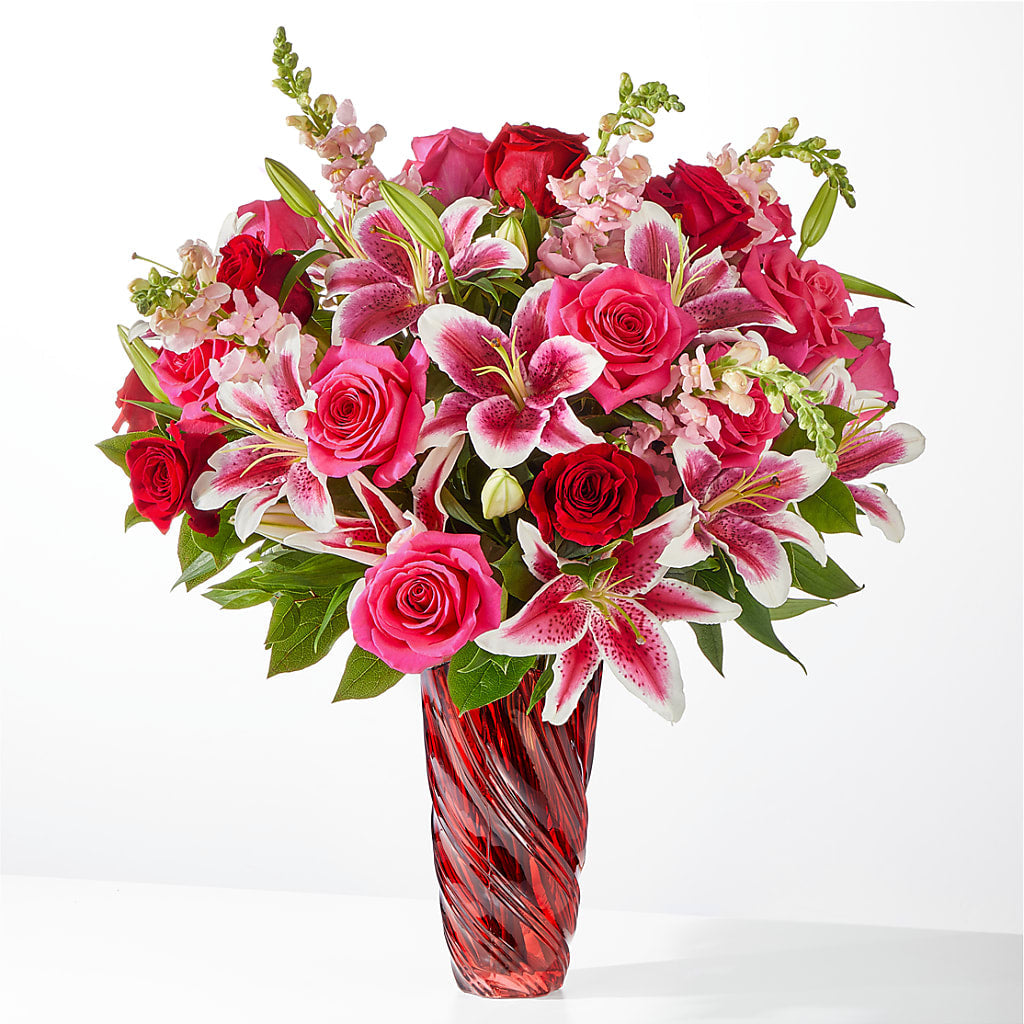 Always You Bouquet with Luxe Swirl Vase – Stardust Flowers, Surrey BC