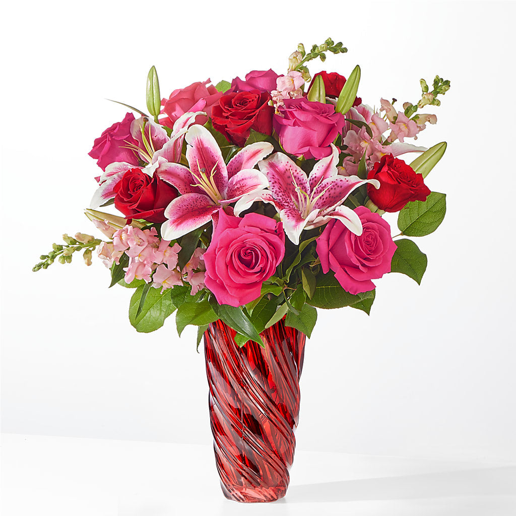 Always You Bouquet with Luxe Swirl Vase – Stardust Flowers, Surrey BC