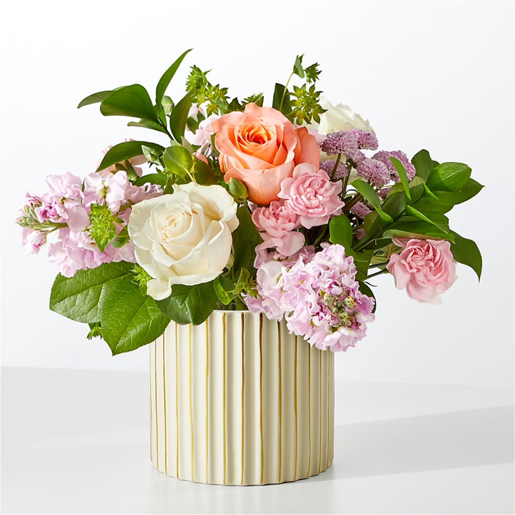 French Market Bouquet with Ivory Vase – Stardust Flowers, Surrey BC