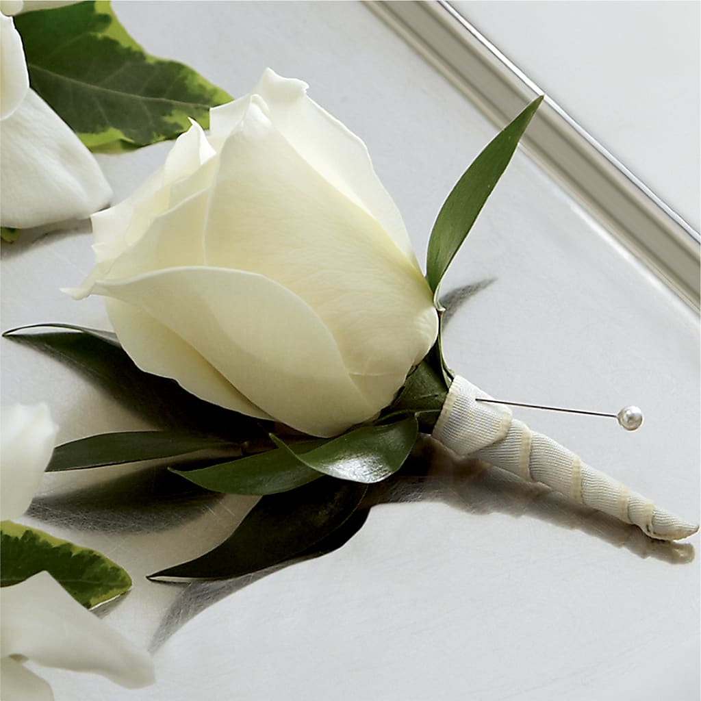 White Rose Boutonniere – Stardust Flowers, Surrey BC