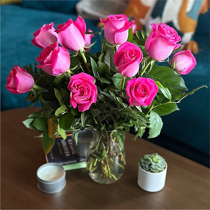 Long Stem Pink Rose Bouquet –  Stardust Flowers, Surrey BC