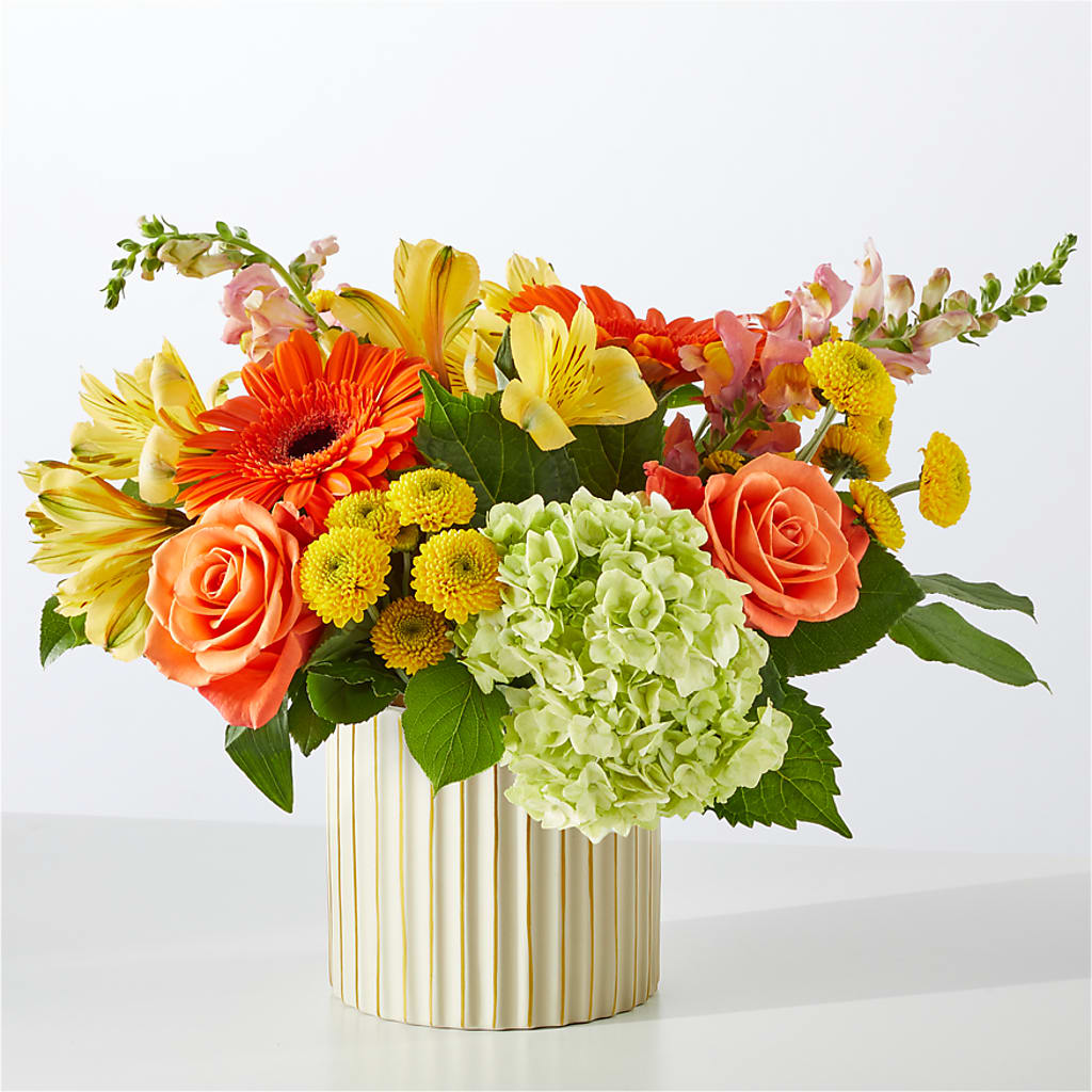 Autumn Sunshine Bouquet with Ivory Vase –  Stardust Flowers, Surrey BC