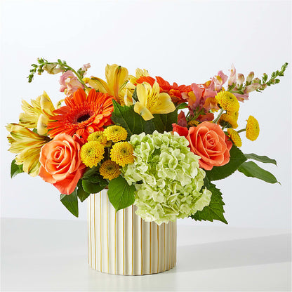 Autumn Sunshine Bouquet with Ivory Vase –  Stardust Flowers, Surrey BC