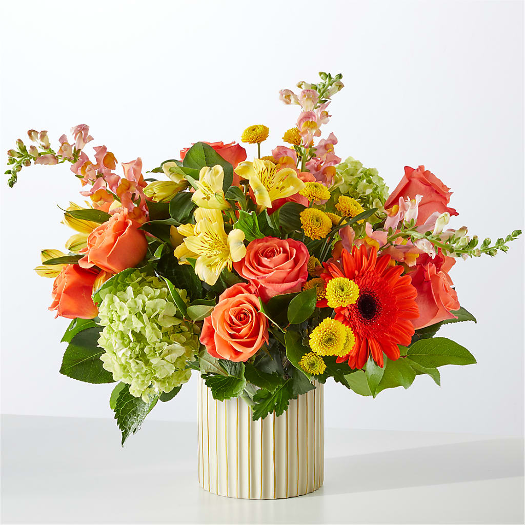Autumn Sunshine Bouquet with Ivory Vase –  Stardust Flowers, Surrey BC