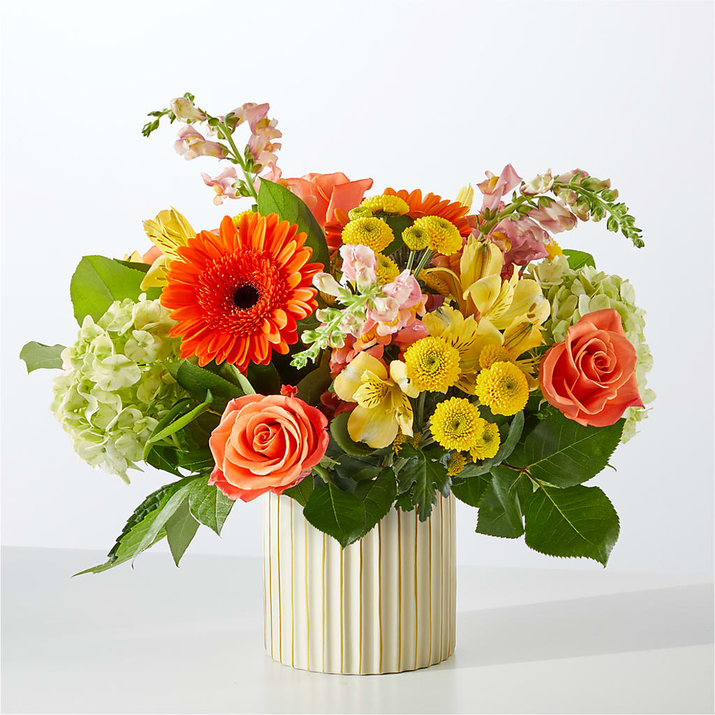 Autumn Sunshine Bouquet with Ivory Vase –  Stardust Flowers, Surrey BC
