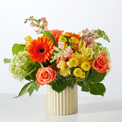 Autumn Sunshine Bouquet with Ivory Vase –  Stardust Flowers, Surrey BC