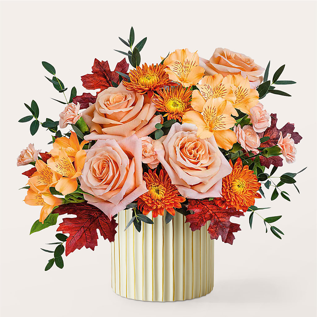 Spiced Latte Bouquet with Ivory Vase –  Stardust Flowers, Surrey BC