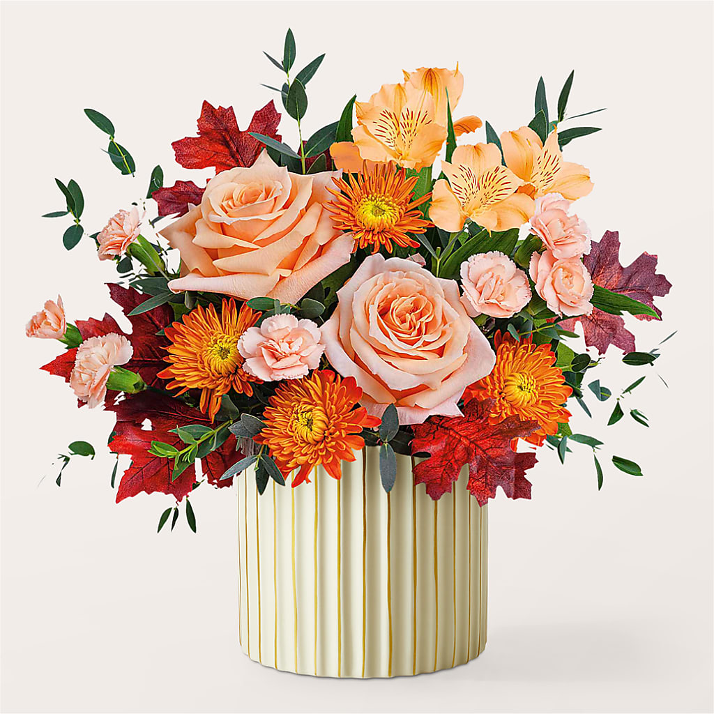 Spiced Latte Bouquet with Ivory Vase –  Stardust Flowers, Surrey BC