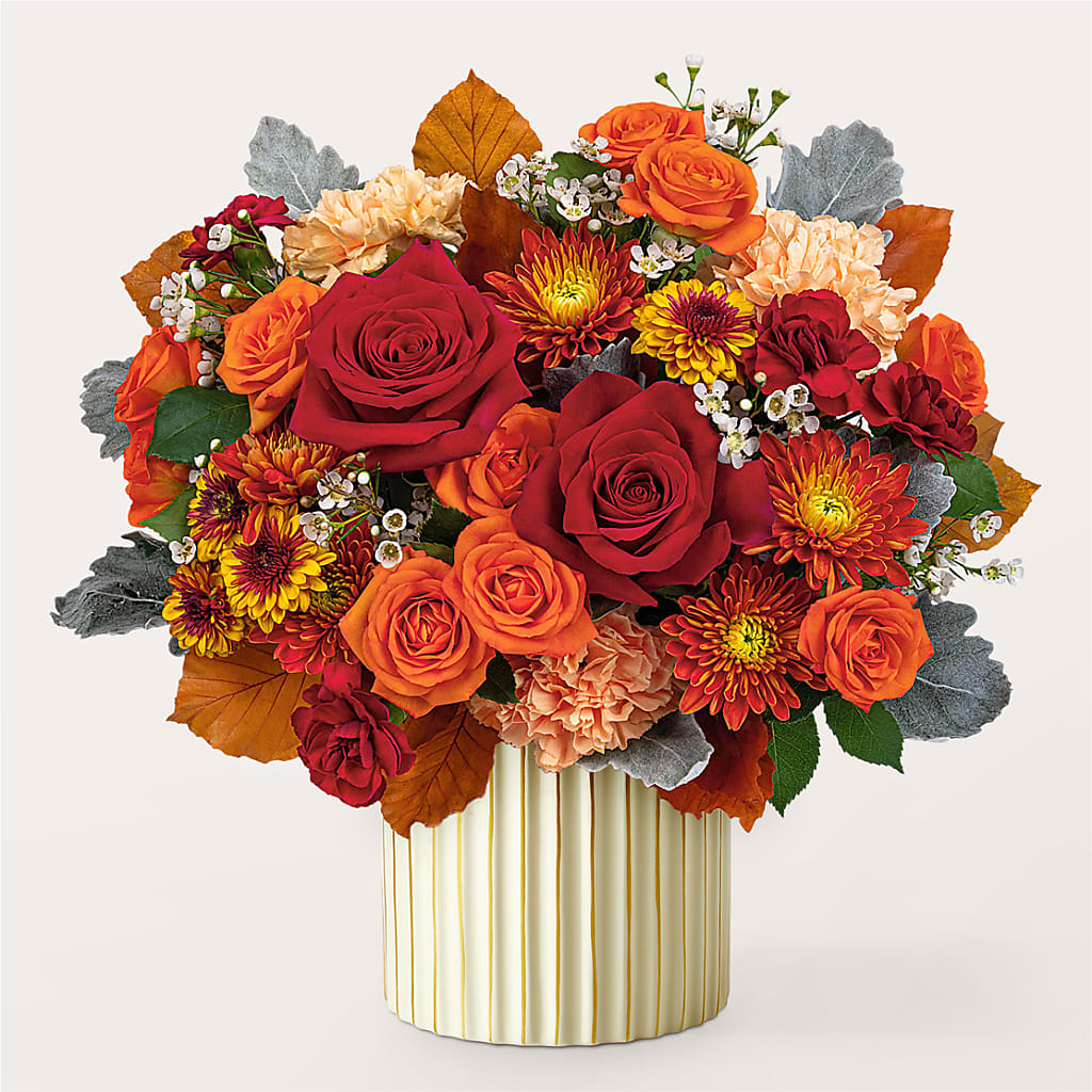Merlot Bouquet with Ivory Vase –  Stardust Flowers, Surrey BC