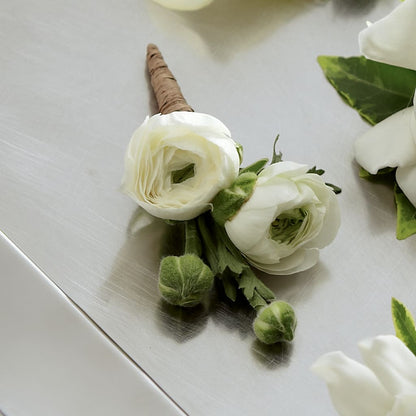 White Ranunculus Boutonniere –  Stardust Flowers, Surrey BC