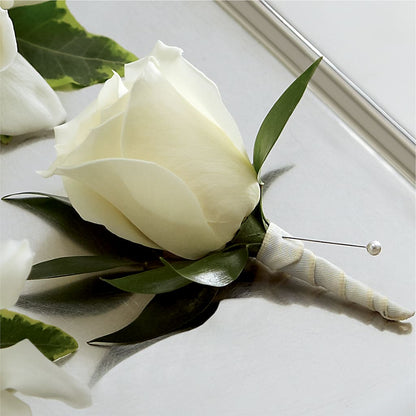 White Rose Boutonniere –  Stardust Flowers, Surrey BC